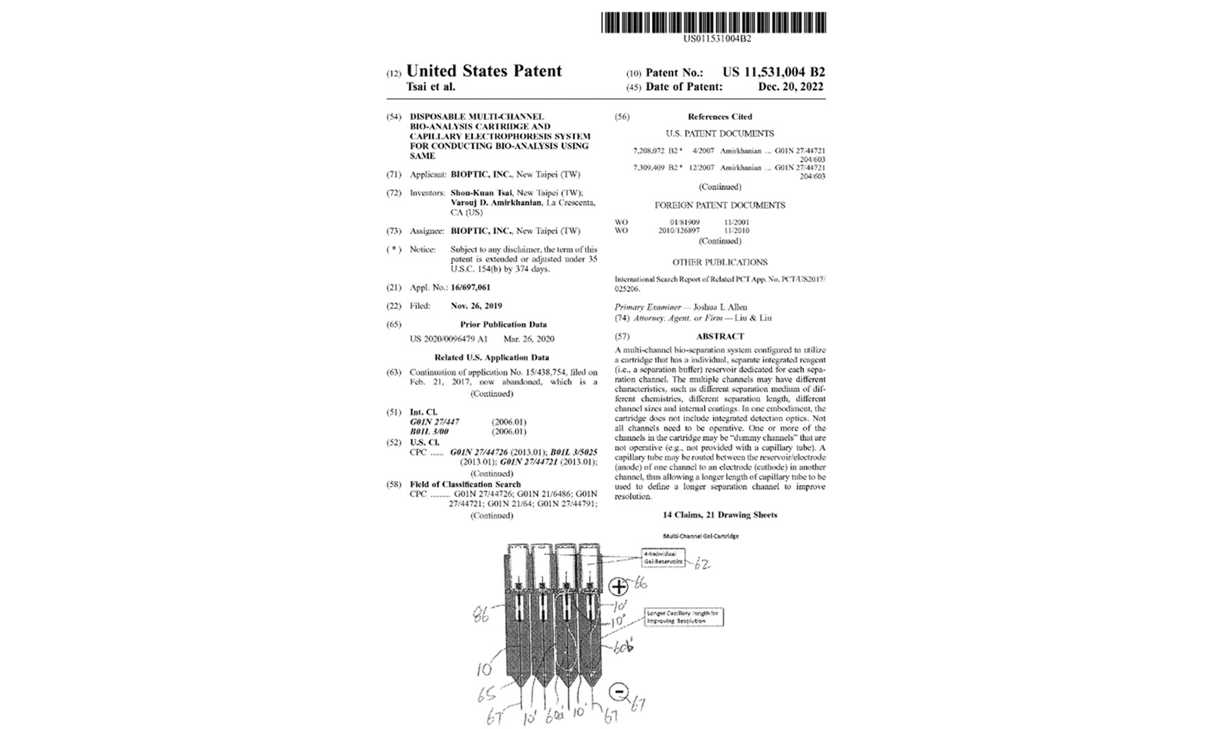 【Congratulations！】BiOptic has received an US patent